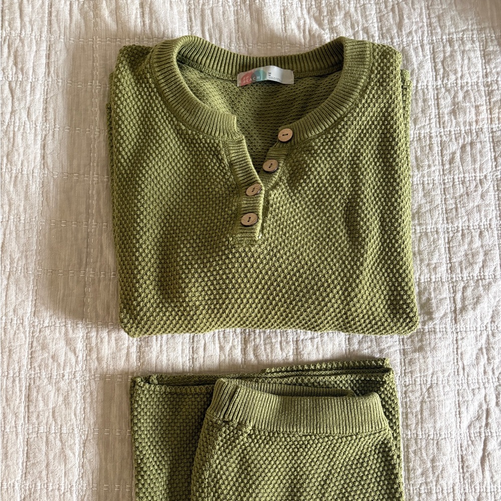 Green Knit Hailee Sweater and Pants Set